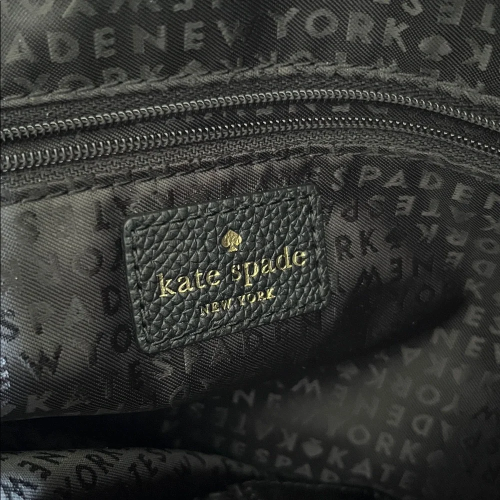 NWOT Kate Spade Black Pebbled Leather Shoulder Tote with Gold tone Hardware - Picture 9 of 10